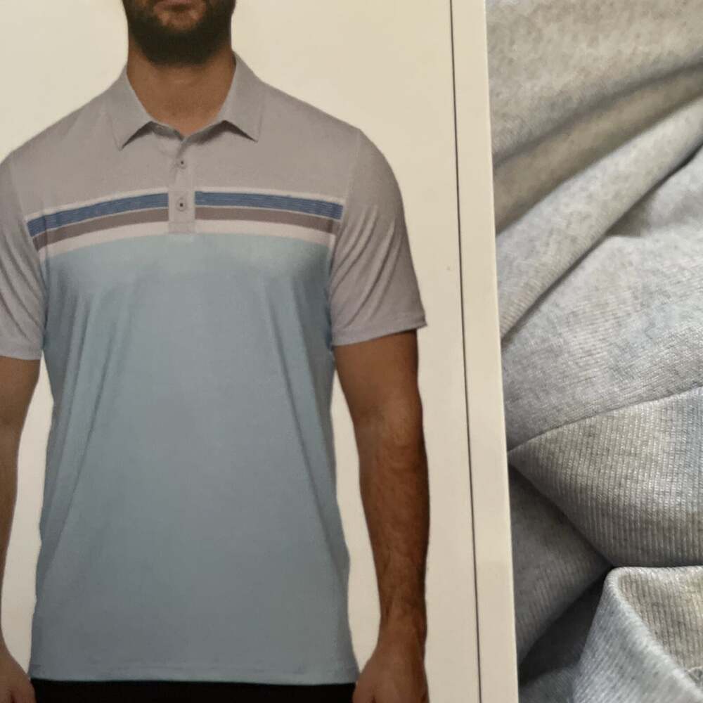 Flag & Anthem Polo Shirt Men's.XXL Gray & Blue